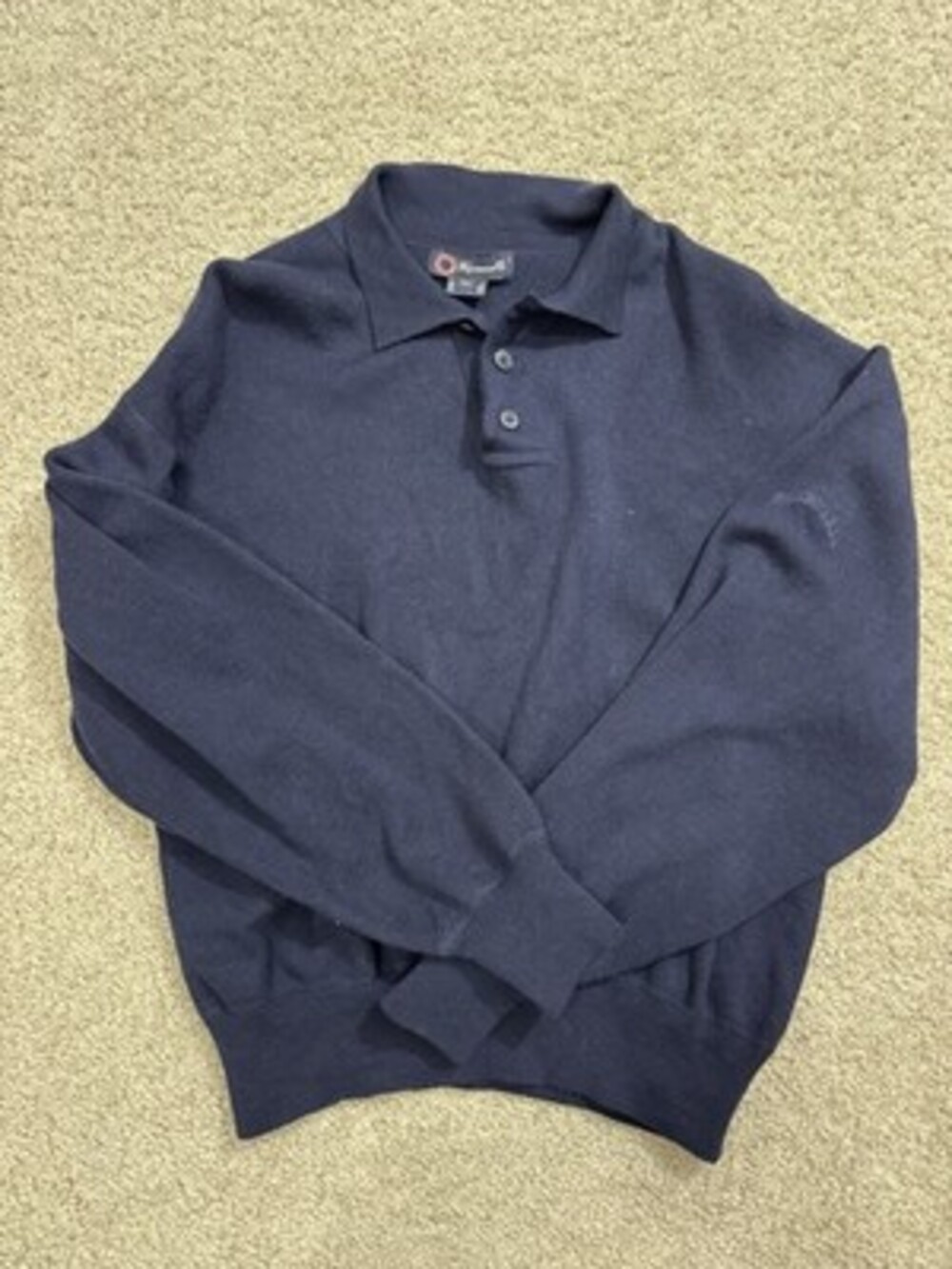 Faconnable 100% Merino Wool Henley Neck Long Sleeve Pullover Sweater Size XL